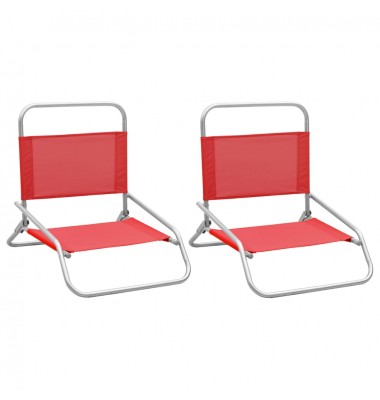  Sulankstomos paplūdimio kėdės, 2vnt., raudonos spalvos, audinys - Lauko kėdės - 1