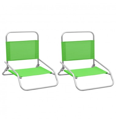  Sulankstomos paplūdimio kėdės, 2vnt., žalios spalvos, audinys - Lauko kėdės - 1