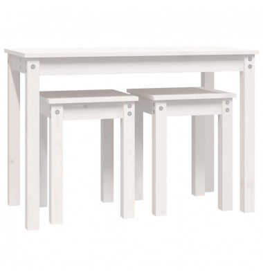  Sustumiami staliukai, 3vnt., balti, pušies medienos masyvas - Žurnaliniai staliukai - 6