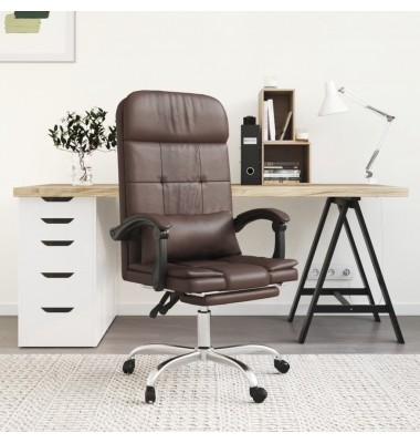  Atlošiama masažinė biuro kėdė, rudos spalvos, dirbtinė oda - Biuro kėdės - 1
