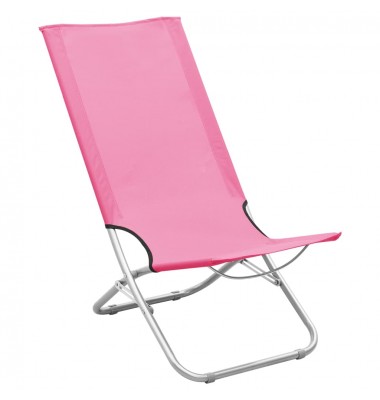  Sulankstomos paplūdimio kėdės, 2vnt., rožinės spalvos, audinys - Lauko kėdės - 2