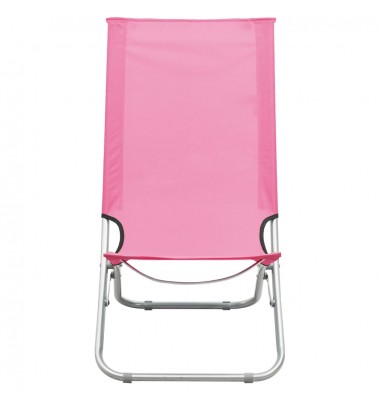  Sulankstomos paplūdimio kėdės, 2vnt., rožinės spalvos, audinys - Lauko kėdės - 3