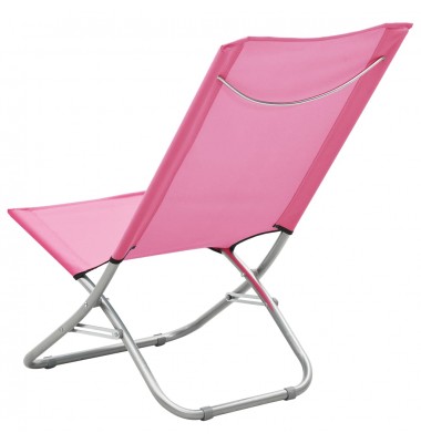  Sulankstomos paplūdimio kėdės, 2vnt., rožinės spalvos, audinys - Lauko kėdės - 5