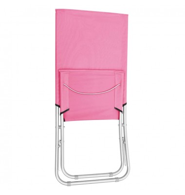  Sulankstomos paplūdimio kėdės, 2vnt., rožinės spalvos, audinys - Lauko kėdės - 6