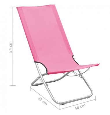  Sulankstomos paplūdimio kėdės, 2vnt., rožinės spalvos, audinys - Lauko kėdės - 8