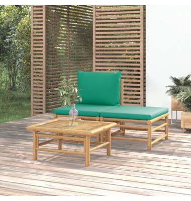  Sodo komplektas su žaliomis pagalvėlėmis, 3 dalių, bambukas - Moduliniai lauko baldai - 1