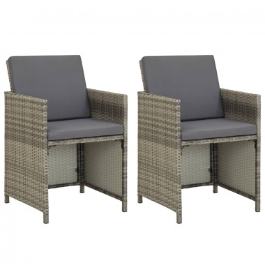  Sodo kėdės su pagalvėlėmis, 2vnt., pilkos spalvos, poliratanas - Lauko kėdės - 1