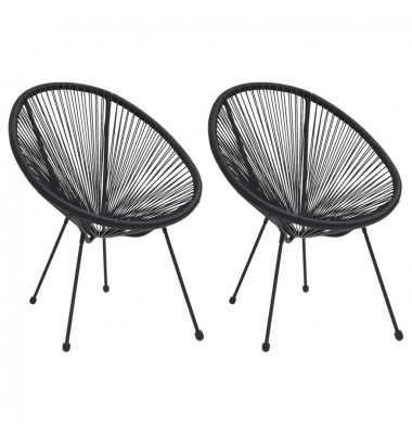  Sodo kėdės, 2vnt., juodos spalvos, ratanas, apskritos - Lauko kėdės - 1