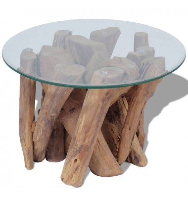  Kavos staliukas, masyvi tikmedžio mediena, 60 cm - Kavos staliukai - 1