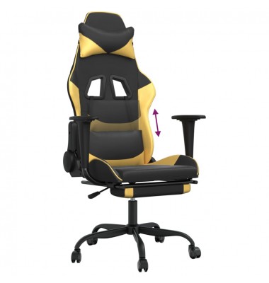  Žaidimų kėdė su pakoja, juoda ir auksinė, dirbtinė oda - Žaidimų kėdės - 8