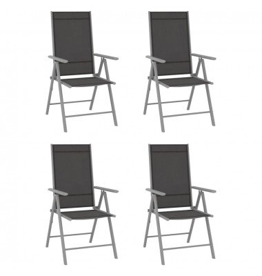  Sulankstomos sodo kėdės, 4vnt., juodos spalvos, tekstilenas - Lauko kėdės - 1