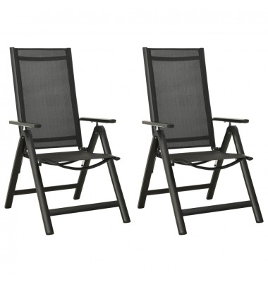  Sodo kėdės, 2vnt., juodos, tekstilenas ir aliuminis - Lauko kėdės - 1