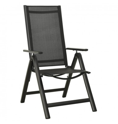  Sodo kėdės, 2vnt., juodos, tekstilenas ir aliuminis - Lauko kėdės - 2