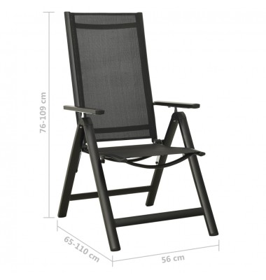  Sodo kėdės, 2vnt., juodos, tekstilenas ir aliuminis - Lauko kėdės - 9