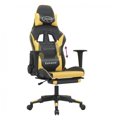  Žaidimų kėdė su pakoja, juoda ir auksinė, dirbtinė oda - Žaidimų kėdės - 8