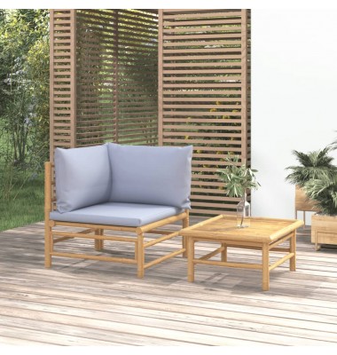  Sodo komplektas su pagalvėlėmis, 2 dalių, pilkas, bambukas - Moduliniai lauko baldai - 1