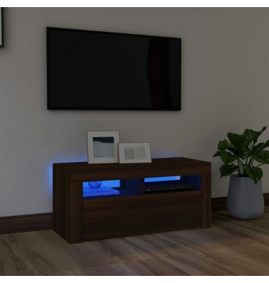  TV spintelė su LED apšvietimu, ruda ąžuolo, 90x35x40cm - TV spintelės - 1