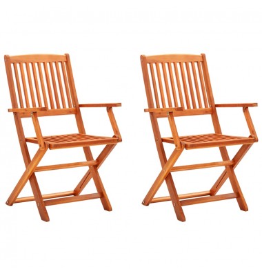  Sulankstomos sodo kėdės, 2vnt., eukalipto medienos masyvas - Lauko kėdės - 1