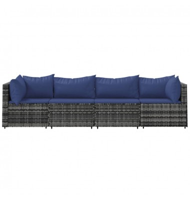  Sodo komplektas su pagalvėlėmis, 4 dalių, pilkas, poliratanas - Lauko sofos, lovos - 3
