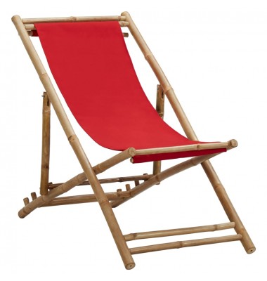 Terasos kėdė, raudonos spalvos, bambukas ir drobė - Lauko kėdės - 1