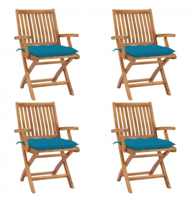  Sulankstomos sodo kėdės su pagalvėlėmis, 4vnt., tikmedis - Lauko kėdės - 1