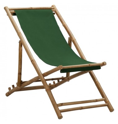  Terasos kėdė, žalios spalvos, bambukas ir drobė - Lauko kėdės - 1
