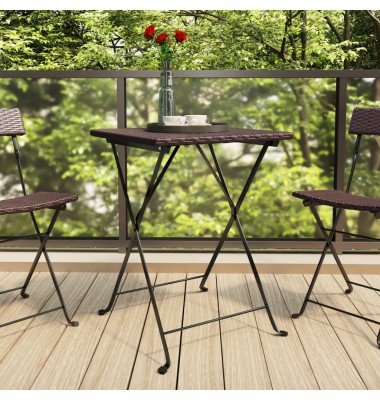  Sulankstomas bistro stalas, rudas, 55x54x71cm, poliratanas - Lauko stalai, staliukai - 1