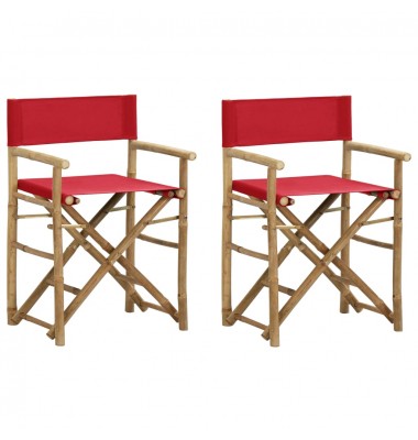  Režisieriaus kėdės, 2vnt., raudonos, bambukas ir audinys  - Lauko kėdės - 1