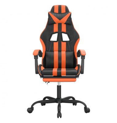  Pasukama žaidimų kėdė su pakoja, juoda/oranžinė, dirbtinė oda - Žaidimų kėdės - 3