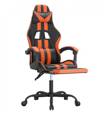  Pasukama žaidimų kėdė su pakoja, juoda/oranžinė, dirbtinė oda - Žaidimų kėdės - 6
