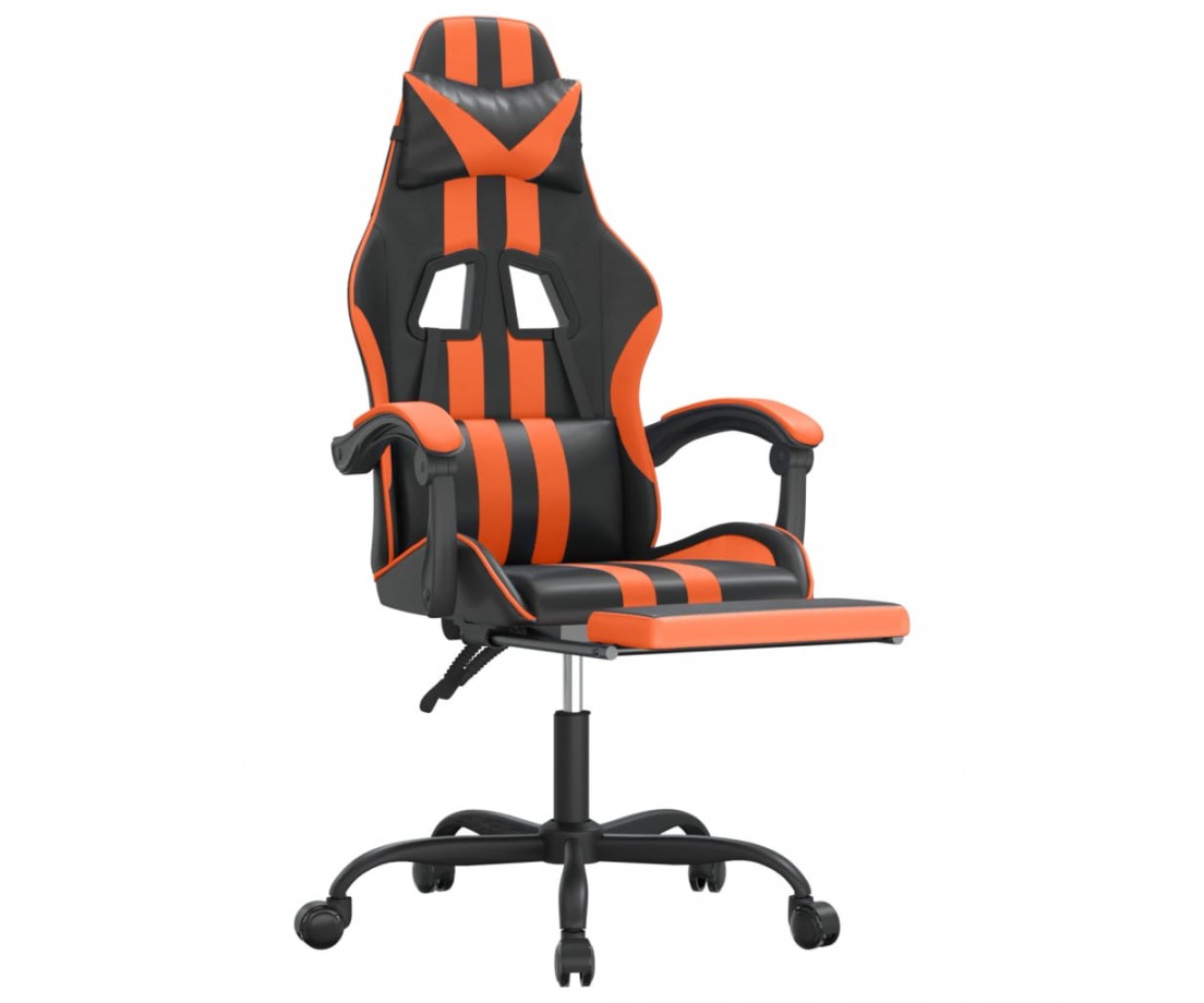  Pasukama žaidimų kėdė su pakoja, juoda/oranžinė, dirbtinė oda - Žaidimų kėdės - 6