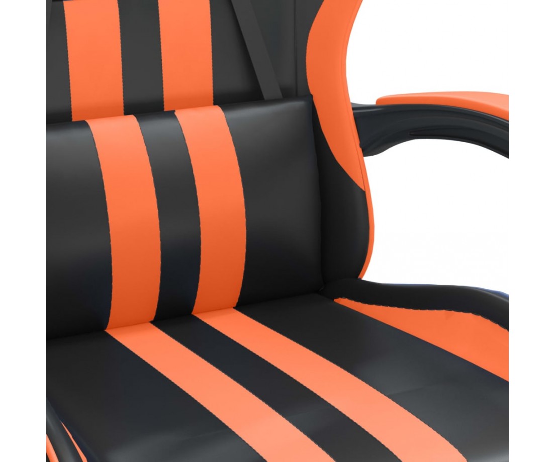  Pasukama žaidimų kėdė su pakoja, juoda/oranžinė, dirbtinė oda - Žaidimų kėdės - 7