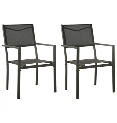  Sodo kėdės, 2vnt., juodos/antracito, plienas ir tekstilenas - Lauko kėdės - 1