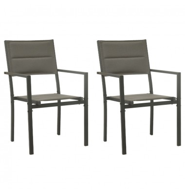  Sodo kėdės, 2vnt., pilkos/antracito, plienas ir tekstilenas - Lauko kėdės - 1