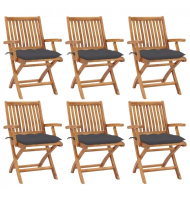  Sulankstomos sodo kėdės su pagalvėlėmis, 6vnt., tikmedis - Lauko kėdės - 1