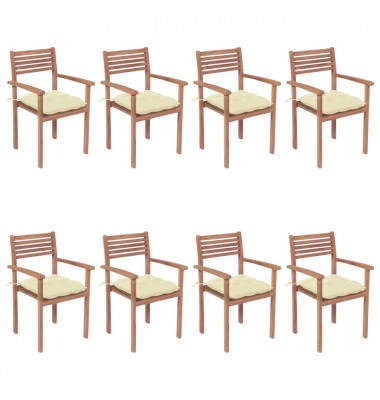  Sudedamos sodo kėdės su pagalvėlėmis, 8vnt., tikmedžio masyvas - Lauko kėdės - 1