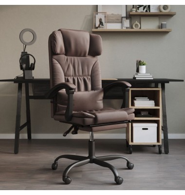  Atlošiama biuro kėdė, rudos spalvos, dirbtinė oda - Biuro kėdės - 1