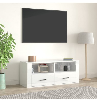  Televizoriaus spintelė, balta, 100x35x40cm, mediena, blizgi - TV spintelės - 1