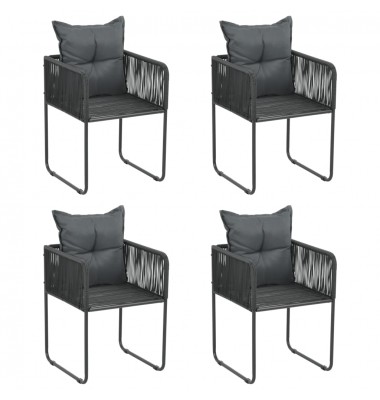  Lauko kėdės su pagalvėmis, 4vnt., juodos spalvos, poliratanas - Lauko kėdės - 1