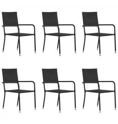  Lauko valgomojo kėdės, 6vnt., juodos spalvos, poliratanas - Lauko kėdės - 1