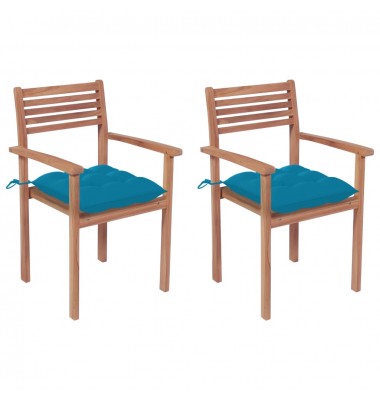  Sodo kėdės su šviesiai mėlynomis pagalvėlėmis, 2vnt., tikmedis - Lauko kėdės - 1