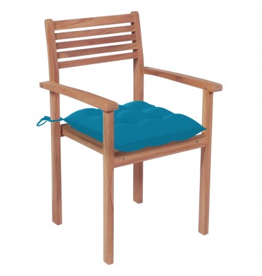  Sodo kėdės su šviesiai mėlynomis pagalvėlėmis, 2vnt., tikmedis - Lauko kėdės - 2