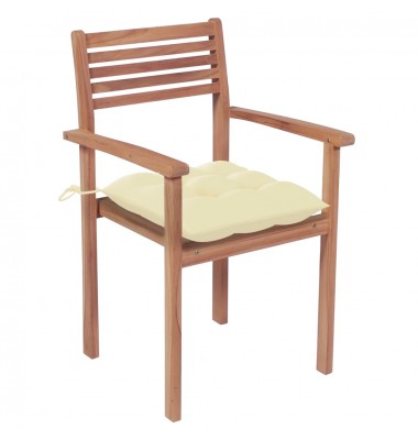  Sodo kėdės su kreminėmis pagalvėlėmis, 2vnt., tikmedžio masyvas - Lauko kėdės - 2