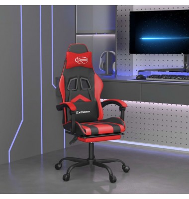  Pasukama žaidimų kėdė su pakoja, juoda ir raudona, dirbtinė oda - Žaidimų kėdės - 1