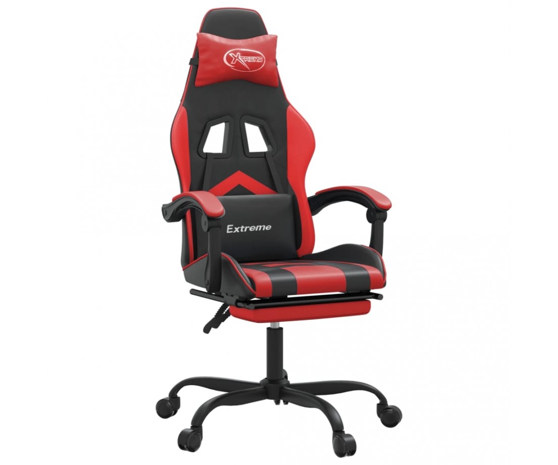  Pasukama žaidimų kėdė su pakoja, juoda ir raudona, dirbtinė oda - Žaidimų kėdės - 2