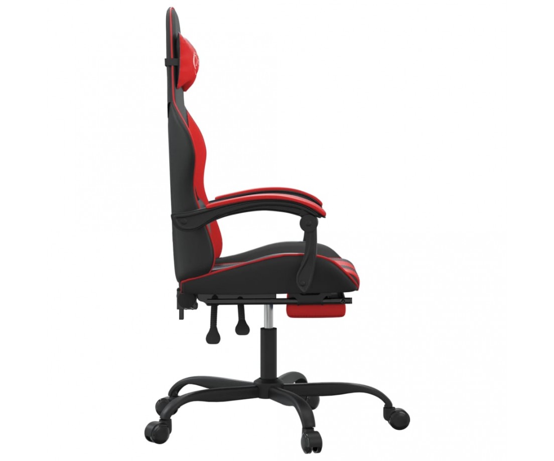  Pasukama žaidimų kėdė su pakoja, juoda ir raudona, dirbtinė oda - Žaidimų kėdės - 4