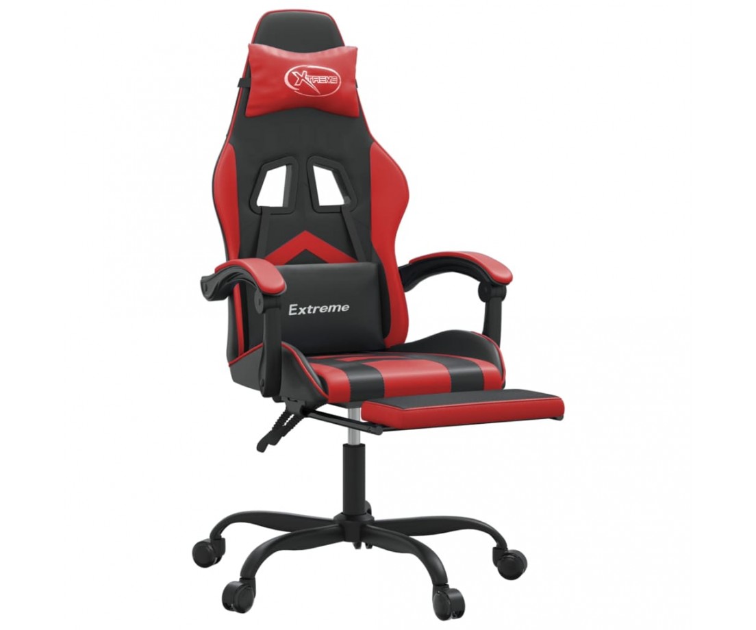  Pasukama žaidimų kėdė su pakoja, juoda ir raudona, dirbtinė oda - Žaidimų kėdės - 6