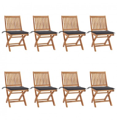  Sulankstomos sodo kėdės su pagalvėlėmis, 8vnt., tikmedis - Lauko kėdės - 1