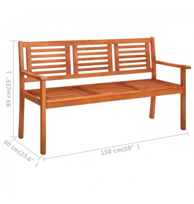  Sodo suoliukas, 150 cm, trivietis, eukalipto medienos masyvas - Lauko suolai, suoliukai - 7