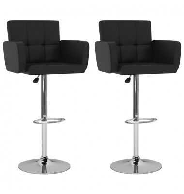  Baro taburetės, 2vnt., juodos spalvos, dirbtinė oda - Baro kėdės - 1